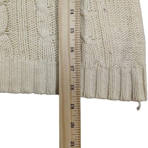 Michael Kors Women's Cream Cowl Neck Cable Knit Button Up Sweater Size Large - Picture 5 of 8